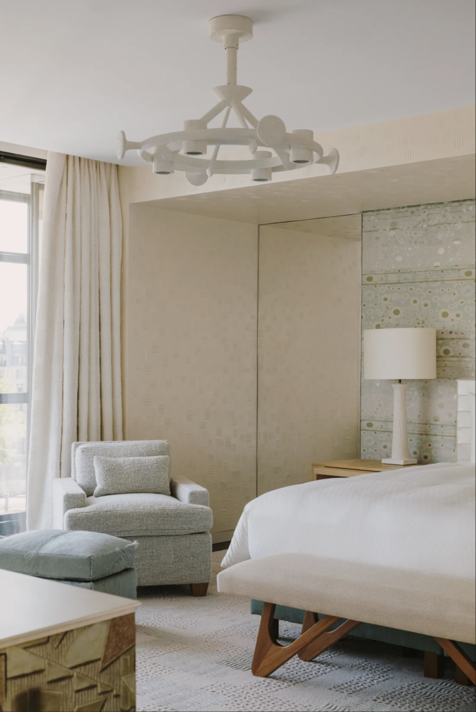 Philippe Anthonioz lighting in a guest room at Cheval Blanc in Paris
