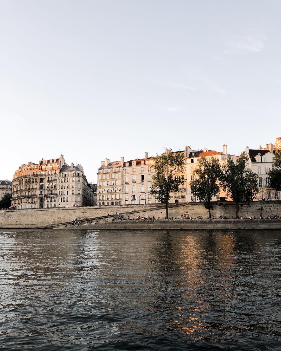 A Golden Hour view of the architecture along the Seine